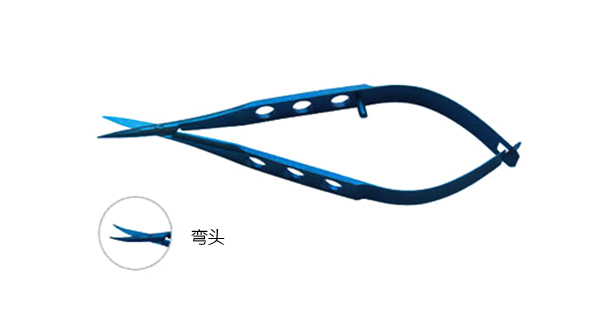 角膜剪 鈦合金 11cm、彎/直鈍、圓孔柄
